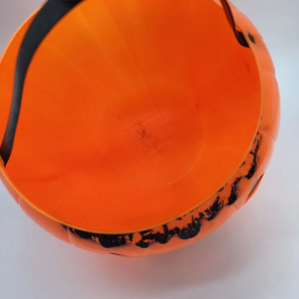 Vintage 1970 Empire Pumpkin Jack-O-Lantern Blow Mold Candy Pail Treat Bucket